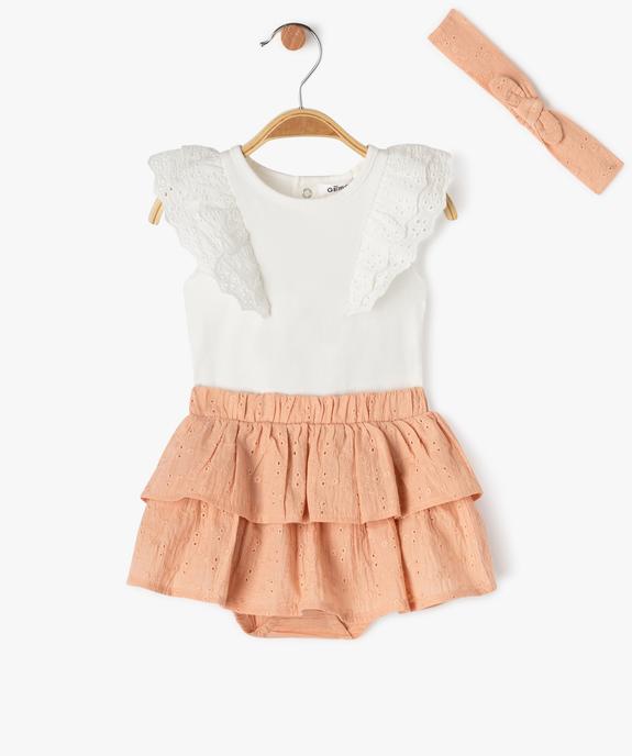 Ensemble 3 pièces body, jupe et bandeau cheveux bébé fille vue2 - GEMO(BB COUCHE) - GEMO