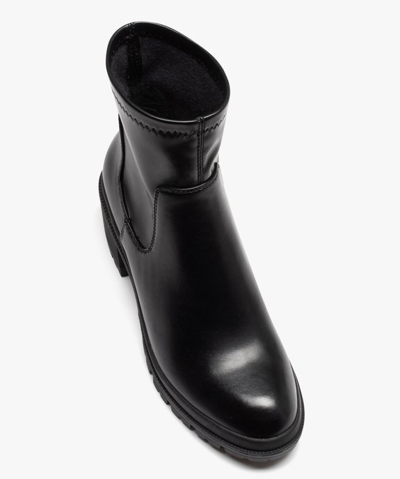 Boots femme unies à talon carré et semelle crantée avec col souple vue5 - GEMO(URBAIN) - GEMO