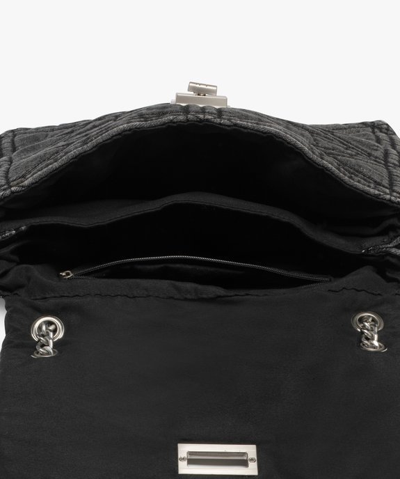 Sac besace en jean matelassé à bandoulière chaîne femme vue3 - GEMO (ACCESS) - GEMO