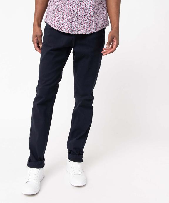 Pantalon homme slim uni en coton stretch vue1 - GEMO (HOMME) - GEMO