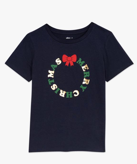 Tee-shirt manches courtes avec inscription spéciale Noël femme vue4 - GEMO(FEMME PAP) - GEMO