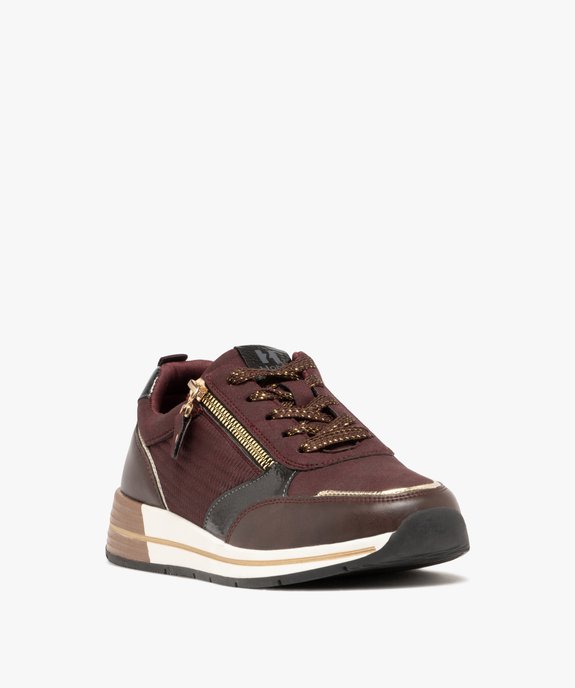 Baskets femme casual à détails scintillants et vernis - Hobiz vue3 - HOBIZ - GEMO