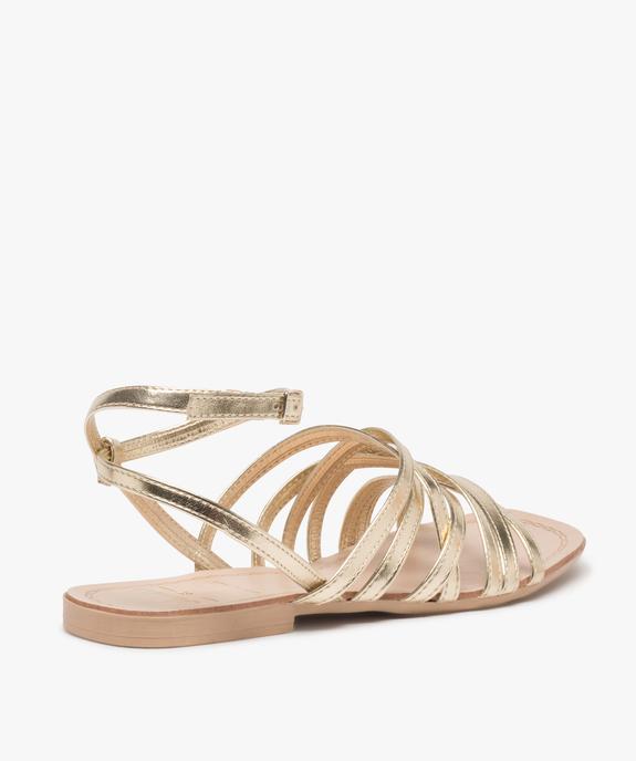 Sandales femme à talon plat et fines brides entrelacées dorées vue4 - GEMO (CASUAL) - GEMO