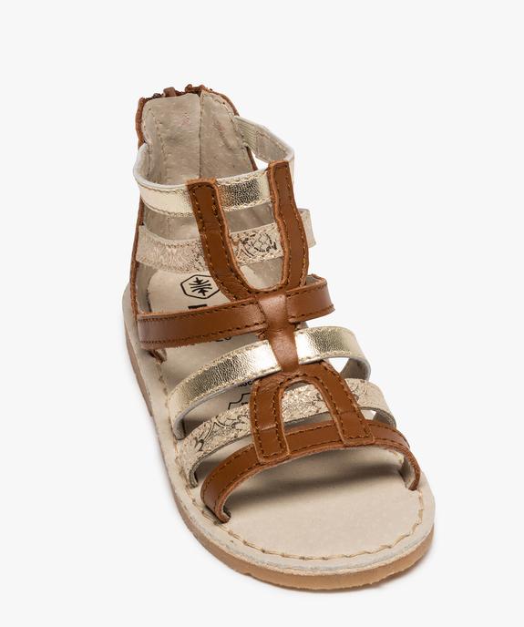 Sandales fille style spartiates à brides métallisées en cuir vue5 - GEMO (ENFANT) - GEMO