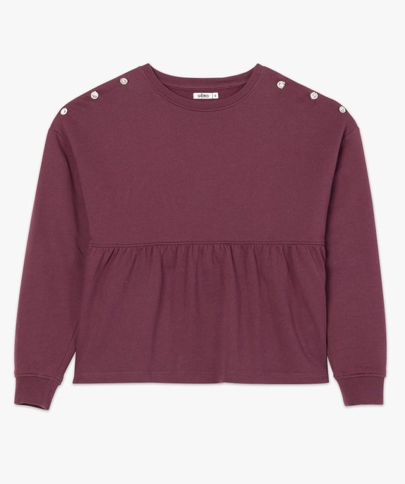 Sweat femme avec basque et boutons strass sur les épaules vue4 - GEMO(FEMME PAP) - GEMO