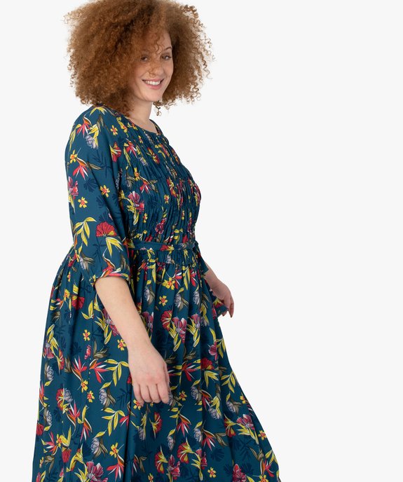 Robe femme grande taille imprimée avec buste froncé vue2 - GEMO (G TAILLE) - GEMO
