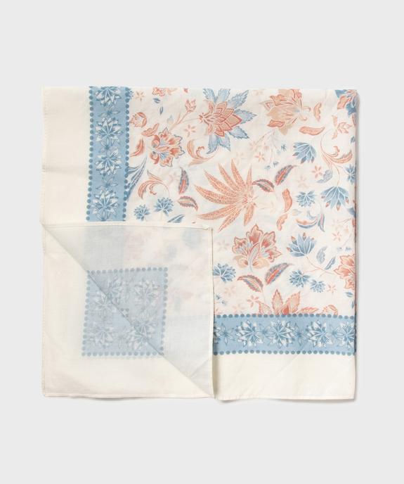 Foulard carré en coton imprimé femme vue2 - GEMO 4G FEMME - GEMO