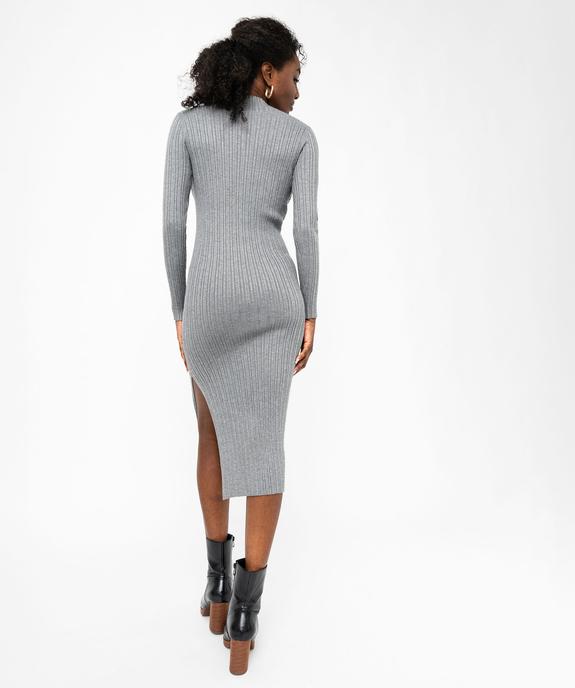 Robe tube en maille côtelée à col montant femme vue3 - GEMO 4G FEMME - GEMO