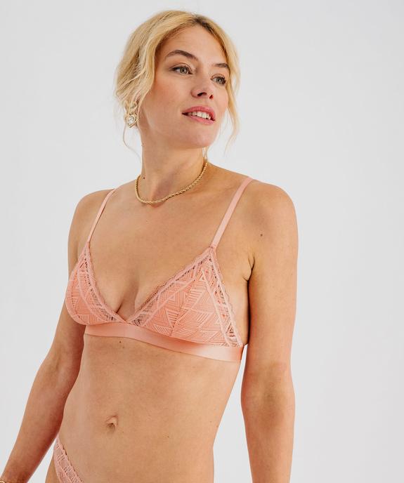 Soutien-gorge triangle en dentelle avec mousses amovibles vue2 - GEMO(HOMWR FEM) - GEMO