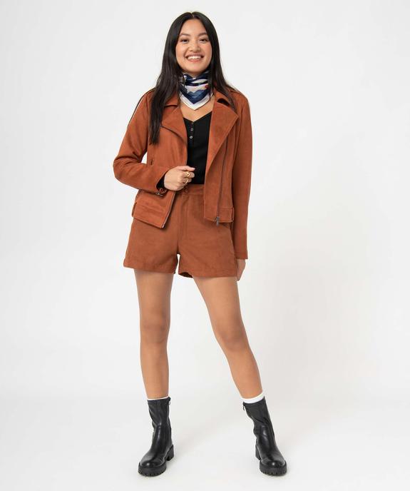 Blouson esprit motard en suédine femme vue5 - GEMO(FEMME PAP) - GEMO