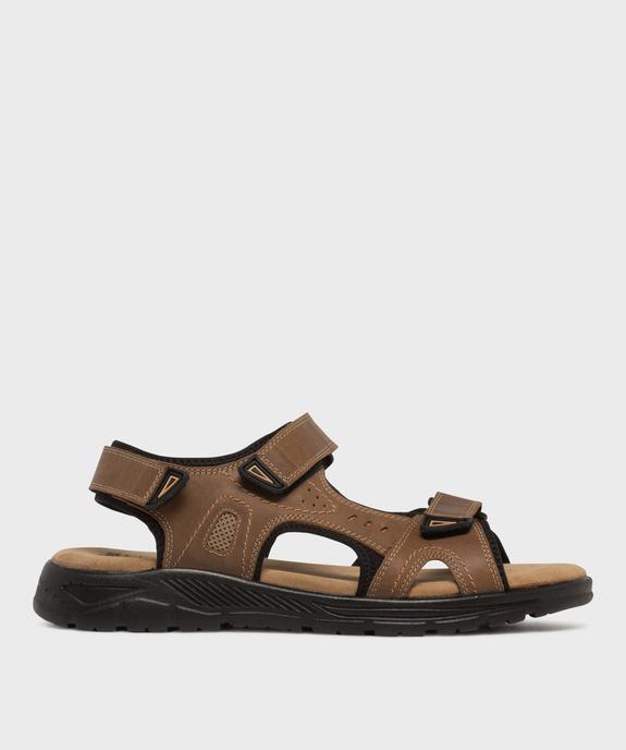 Sandales confort à scratch dessus cuir homme vue1 - G'FLEX - GEMO