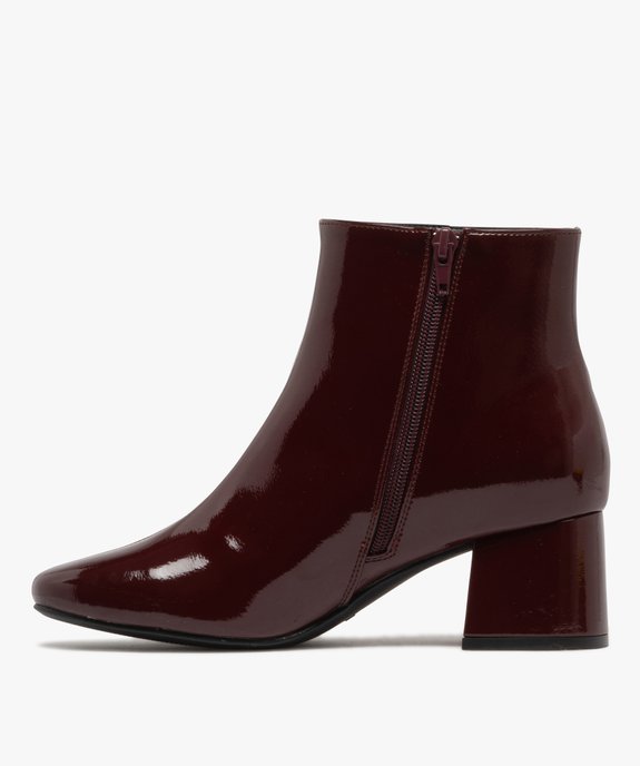 Bottines femme à talon carré vernies et à zip vue4 - FOLLOW ME - GEMO