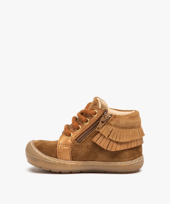 Chaussures premiers pas bébé fille dessus cuir à franges – NA! vue3 - NA! - GEMO