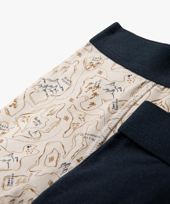 Boxers en coton stretch uni + imprimé garçon (lot de 2) vue2 - GEMO 4G GARCON - GEMO