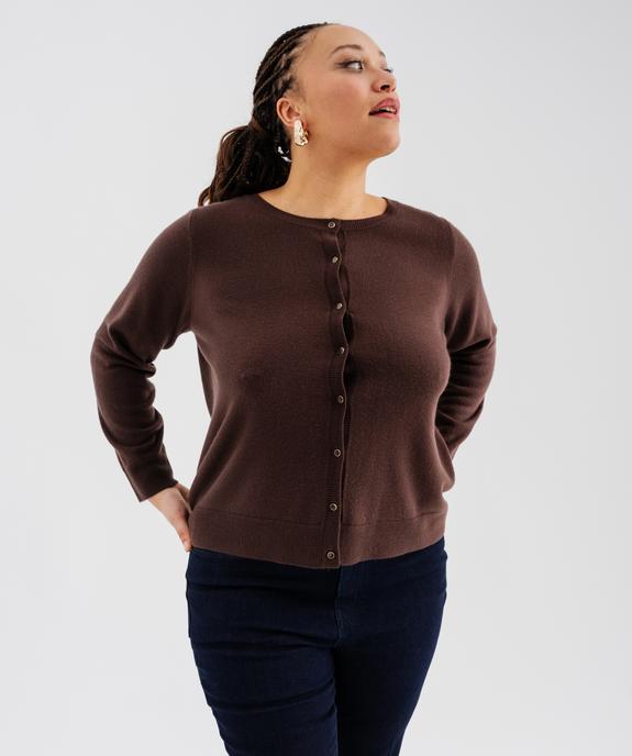 Gilet à col rond en maille fine femme grande taille vue2 - GEMO (G TAILLE) - GEMO