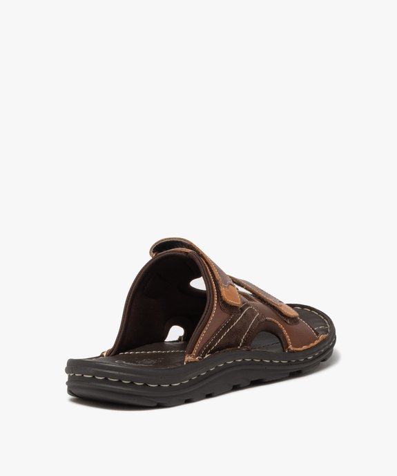 Mules homme dessus en cuir à larges brides à scratch vue4 - GEMO (CASUAL) - GEMO