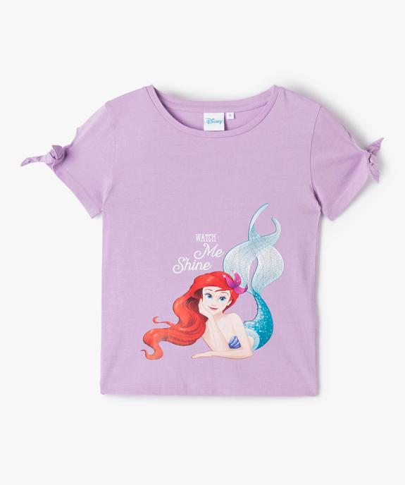 Tee-shirt fille à manches courtes nouées motif La Petite Sirène - Disney vue1 - DISNEY DTR - GEMO