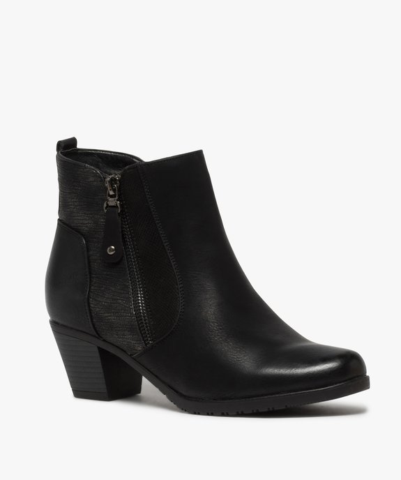 Boots femme à talon unis multi-matières avec doublure douce vue2 - GEMO (CONFORT) - GEMO