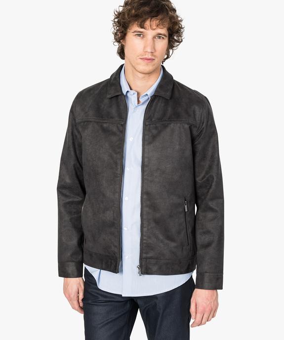 Blouson uni aspect nubuck vue1 - GEMO (HOMME) - GEMO