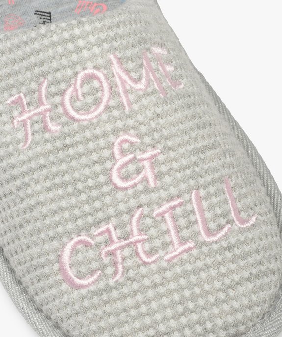 Chaussons femme mules plates brodées Home & Chill vue6 - GEMO(HOMWR FEM) - GEMO
