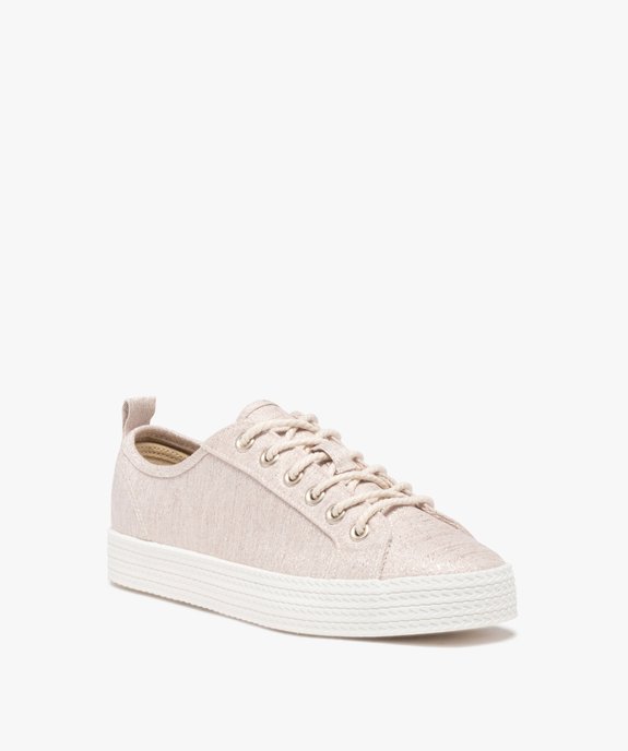 Baskets en toile à lacets avec épaisse semelle femme vue2 - FOLLOW ME G4G - GEMO