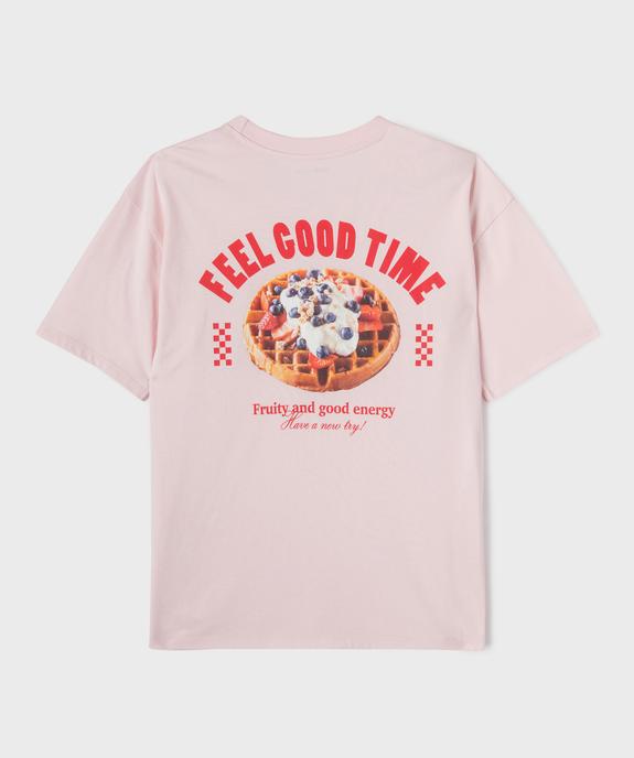 Tee-shirt manches courtes imprimé devant et dos fille vue3 - GEMO 4G FILLE - GEMO