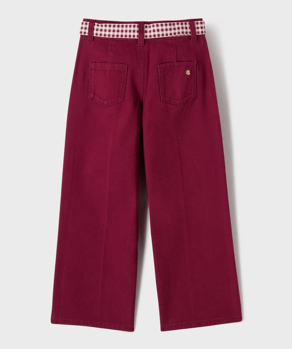 Pantalon wide leg en toile de coton avec ceinture à nouer fille - LuluCastagnette vue3 - LULU CASTAGNETTE G4G D - GEMO