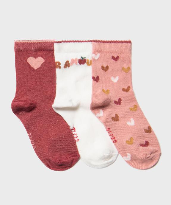 Chaussettes à motifs coeurs bébé fille (lot de 3) vue1 - GEMO 4G BEBE - GEMO