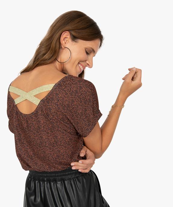 Tee-shirt femme à motifs pailletés et brides croisées dos vue2 - GEMO(FEMME PAP) - GEMO
