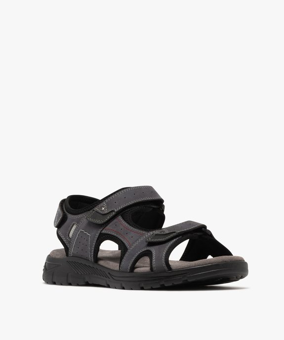 Sandales confort en cuir fermeture 3 scratchs homme vue2 - G'FLEX - GEMO