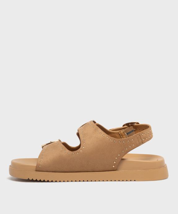 Mules à épaisse semelle en suédine à clous dorés femme vue3 - 5 MILES - GEMO