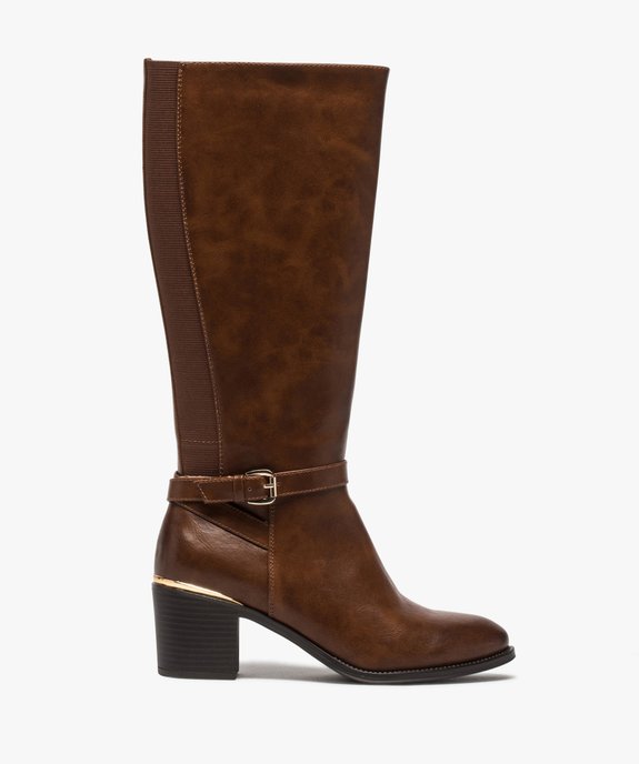 Bottes femme à talon dessus uni et détails métallisés vue1 - GEMO(URBAIN) - GEMO