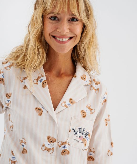 Pyjama à motifs oursons femme - LuluCastagnette vue3 - LULUCASTAGNETTE - GEMO