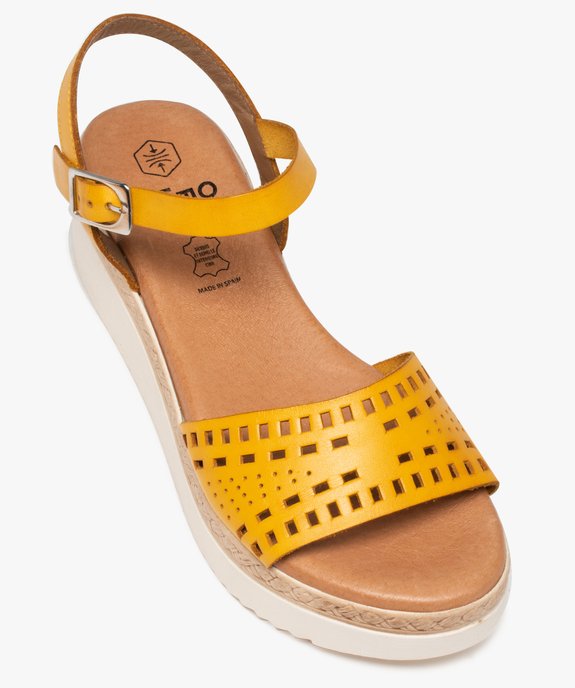 Sandales femme compensées dessus ajouré vue5 - GEMO(URBAIN) - GEMO