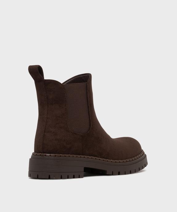 Boots Chelsea en suédine à épaisse semelle crantée femme vue4 - SANS MARQUE - GEMO