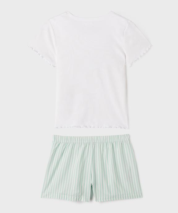Pyjashort avec tee-shirt à motif et bas rayé fille vue3 - GEMO 4G FILLE - GEMO