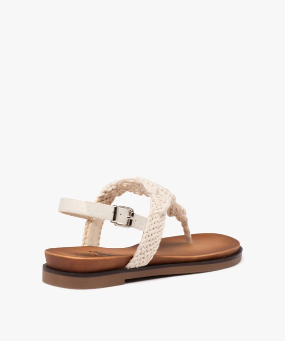Sandales femme à entre-doigts dessus en macramé uni avec bijoux strass vue4 - GEMO (CASUAL) - GEMO
