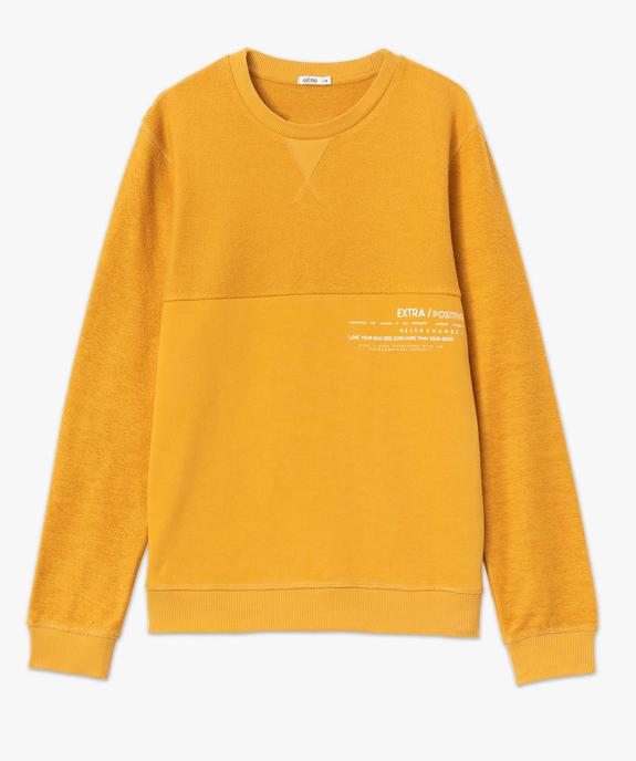 Sweat homme bi-matières avec inscription vue4 - GEMO (HOMME) - GEMO