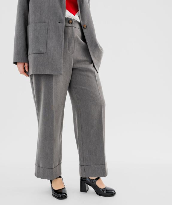Pantalon de tailleur large chiné à revers femme grande taille vue1 - GEMO (G TAILLE) - GEMO