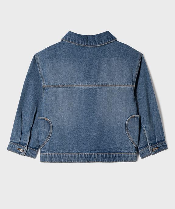 Veste en jean avec poches en forme de coeurs fille vue3 - GEMO 4G FILLE - GEMO