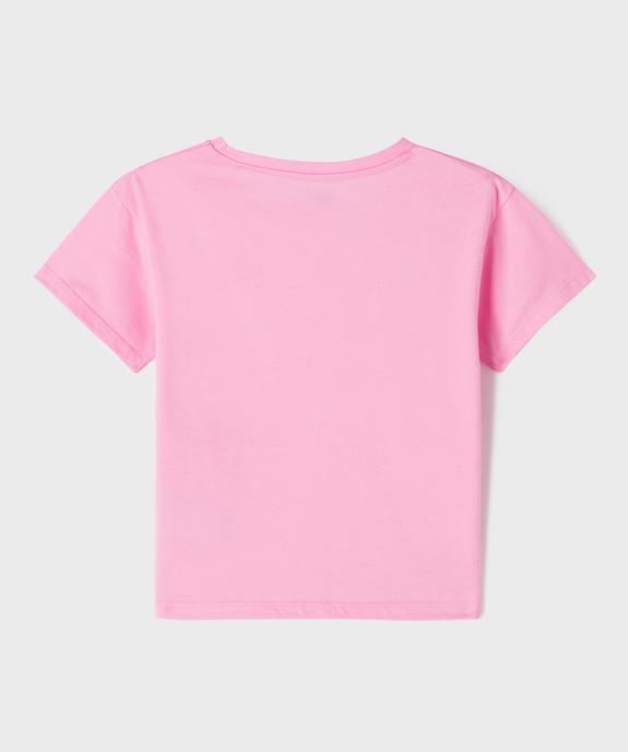 Tee-shirt manches courtes en jersey de coton imprimé fille vue3 - GEMO 4G FILLE - GEMO