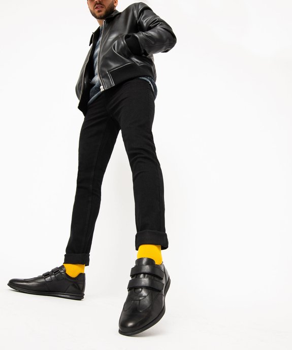 Derbies homme dessus en cuir uni à double scratch vue1 - GEMO (CONFORT) - GEMO