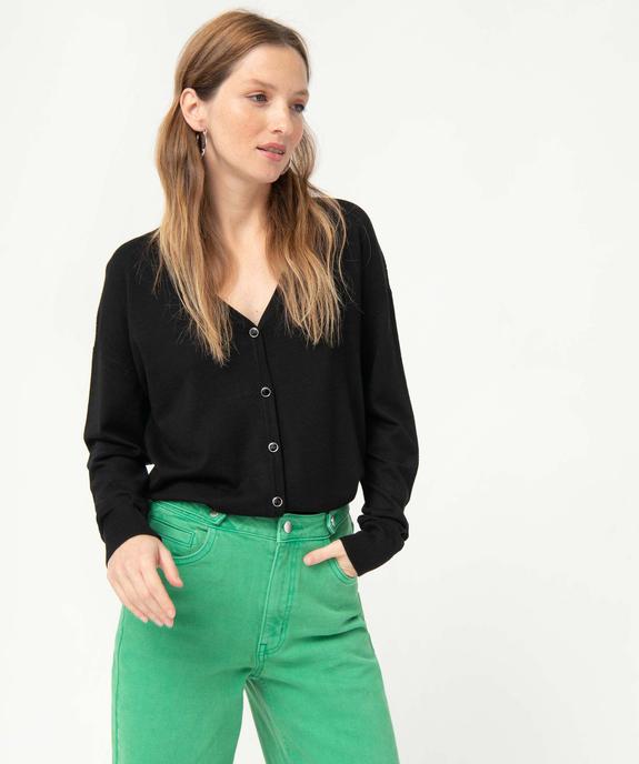 Gilet femme en fine maille et boutons fantaisie vue2 - GEMO 4G FEMME - GEMO