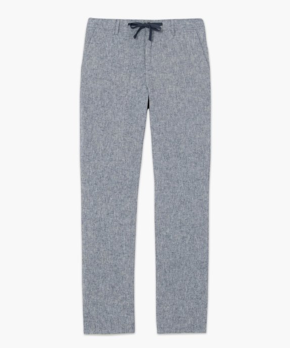 Pantalon homme en lin et coton avec taille ajustable vue4 - GEMO (HOMME) - GEMO