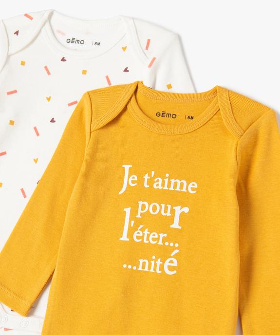 Body bébé à manches longues et motifs (lot de 2) vue2 - GEMO 4G BEBE - GEMO