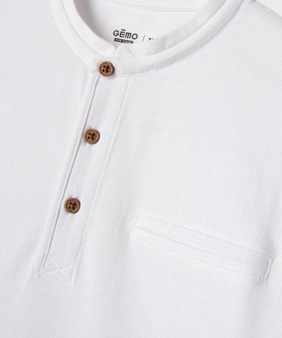 Polo manches courtes à col mao en maille piquée garçon vue2 - GEMO 4G GARCON - GEMO