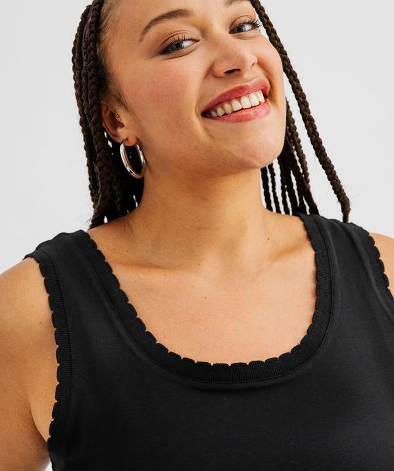 Débardeur en coton stretch uni avec finition festonnée femme grande taille vue4 - GEMO (G TAILLE) - GEMO