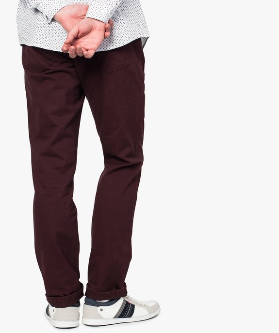 Pantalon homme 5 poches coupe regular en toile unie vue3 - GEMO (HOMME) - GEMO