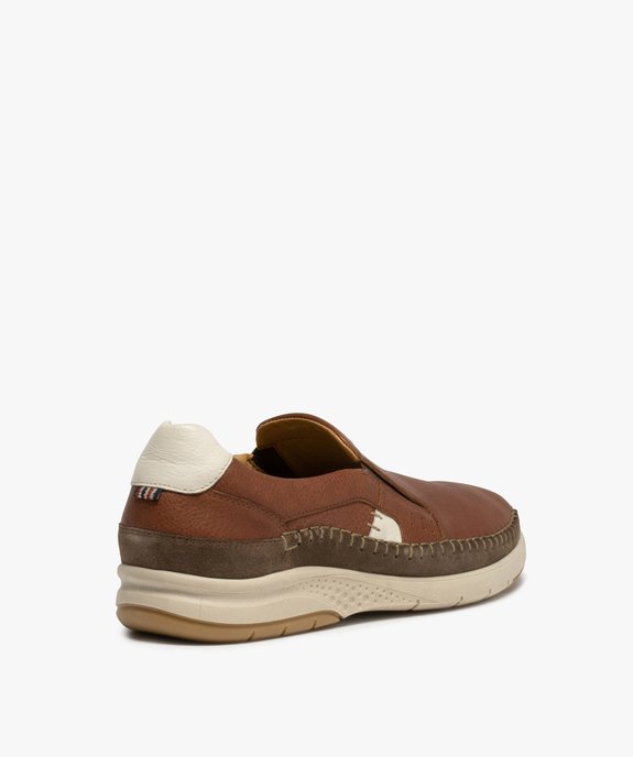 Mocassins homme unis dessus et intérieur cuir - Tanéo vue4 - TANEO - GEMO