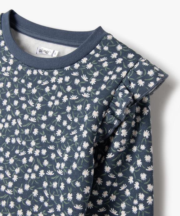 Sweat à motifs fleuris avec volants sur les épaules fille vue2 - GEMO 4G FILLE - GEMO